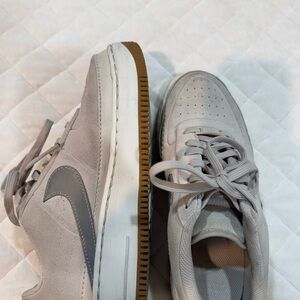 Nike Low-Top Suede Sneakers in Light Gray with Gum Sole